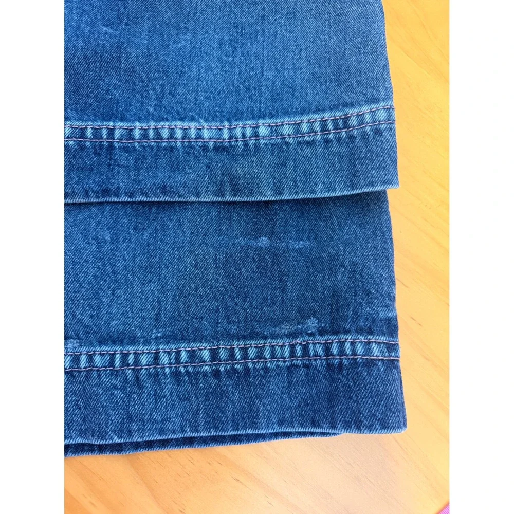 ALAB Wide Leg Jeans Womens 14 Blue Y2K Baggy Embroidered Star Skater Streetwear